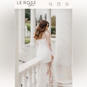 LeRose Stories Steffanie beaded floral lace maxi robe